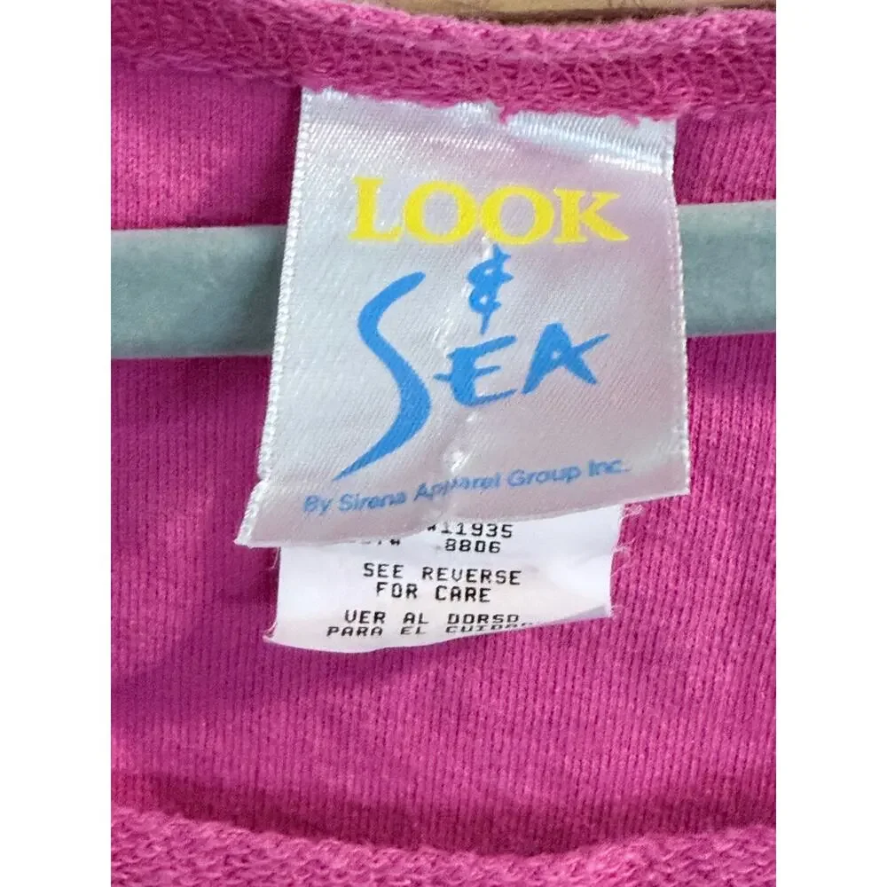 Vintage Look & sea pink terry cloth swim cover dress medium USA made 100% cotton
